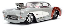 Játékautók és járművek - Kisautó Looney Tunes Chevrolet Corvette 1957 Jada fém niytható részekkel és Bugs Bunny figurával hossza 19 cm 1:24_2