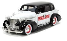 Modele machete - Mașinuța Monopoly Chevy Master 1939 Jada din metal cu piese care se deschid și figurina Uncle Pennybags 20 cm lungime 1:24_0