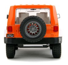 Modeli avtomobilov - Avtomobilček Jeep Wrangler 2007 M&M Jada kovinski z odpirajočimi vrati in figurica Orange dolžina 18 cm 1:24_3