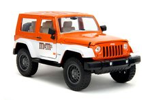 Modeli avtomobilov - Avtomobilček Jeep Wrangler 2007 M&M Jada kovinski z odpirajočimi vrati in figurica Orange dolžina 18 cm 1:24_3
