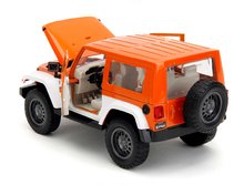 Játékautók és járművek - Kisautó Jeep Wrangler 2007 M&M Jada fém nyitható ajtókkal és Orange figura hossza 18 cm 1:24_7
