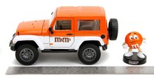 Modele machete - Mașinuță Jeep Wrangler 2007 M&M Jada din metal cu uși care se pot deschide și figurina lui Orange lungime18 cm 1:24_10