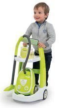 Hry na domácnost - Úklidový vozík Clean Smoby s elektronickým vysavačem a 9 doplňky zelený_2