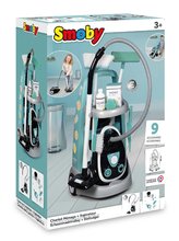 Hry na domácnosť - Upratovací vozík s elektronickým vysávačom Cleaning Trolley Vacuum Cleaner Smoby s metlou lopatkou a 9 doplnkami_3
