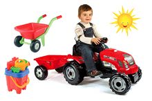 Otroška vozila na pedala kompleti - Komplet traktor na pedala Farmer XL Smoby s prikolico in samokolnica z vedro setom Grad_17