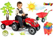 Otroška vozila na pedala kompleti - Komplet traktor na pedala Farmer XL Smoby s prikolico in samokolnica z vedro setom Grad_18