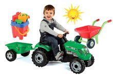 Seturi de vehicule cu pedale - Set tractor cu pedale Claas Farmer XL Smoby cu remorcă şi roabă cu set de găleată Castel_16