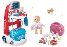 Zdravniški vozički kompleti - Komplet zdravniški voziček Medical Smoby in previjalni set v kovčku in dojenček_10