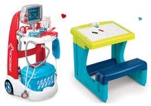 Lékařské vozíky sety - Set lékařský vozík elektronický Medical Smoby a lavice s odkládacím prostorem a oboustrannou tabulí_18