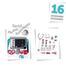 Zdravniški vozički za otroke - Zdravniški voziček elektronski Medical Trolley Smoby z zvoki in lučko in 16 dodatki v kovčku_3