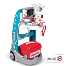 Zdravniški vozički za otroke - Zdravniški voziček elektronski Medical Trolley Smoby z zvoki in lučko in 16 dodatki v kovčku_0