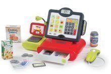 Pokladna Marchande Smoby elektronická se zvukem, váhou, čtečkou kódů a 25 doplňky červená