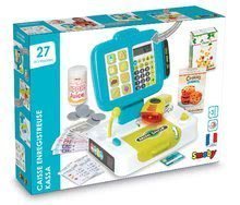 Obchody pre deti - Pokladňa Mini Shop Smoby elektronická s čítačkou kódov a 27 doplnkami tyrkysová_5