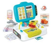 Obchody pre deti - Pokladňa Mini Shop Smoby elektronická s čítačkou kódov a 27 doplnkami tyrkysová_6