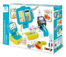 Obchody pro děti - Pokladna Mini Shop elektronická Smoby s váhou, terminálem, čtečkou kódů a 27 doplňky tyrkysová_4