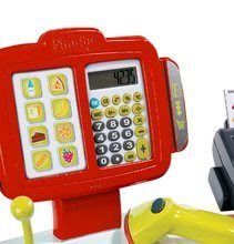 Obchody pre deti - Pokladňa Mini Shop Smoby elektronická s váhou, terminálom, čítačkou kódov a 27 doplnkami červená_3