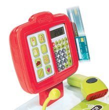 Trgovine za otroke - Blagajna Mini Shop Smoby elektronska s tehtnico, terminalom, čitalcem črtnih kod in 27 dodatki rdeča_3