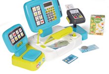 Szupermarketek gyerekeknek - Elektronikus pénztárgép számológéppel Large cash Register Smoby türkíz mérleggel terminállal és vonalkód leolvasóval 30 kiegészítővel_3