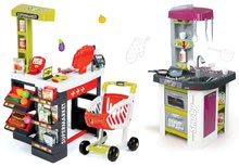 Seturi de supermarketuri pentru copii - Set magazin Supermarket Smoby cu casă de marcat electronică şi bucătărie de jucărie Tefal Studio Barbecue cu barbotare magică_29