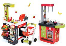 Obchody pro děti sety - Set obchod Supermarket Smoby s elektronickou pokladnou a kuchyňka Cherry Kitchen s kávovarem_25