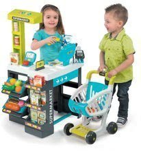 Obchody pro děti - Obchod Supermarket elektronický Smoby s váhou, pokladnou, potravinami a 41 doplňky tyrkysový_2