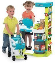 Obchody pro děti - Obchod City Shop Smoby elektronický s pokladnou, potravinami a 41 doplňky tyrkysový_2