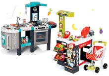 Seturi de supermarketuri pentru copii - Set magazin Supermarket Smoby cu casă de marcat electronică şi bucătărie de jucărie Tefal French Touch cu barbotare magică_25