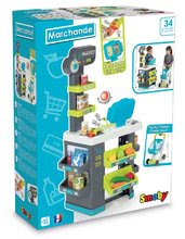 Obchody pre deti - Obchod s potravinami Market Smoby tyrkysový s elektronickou pokladňou, skenerom a 34 doplnkov_5