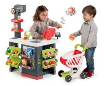 Szupermarketek gyerekeknek - Szett zöld üzlet Szupermarket elektronikus pénztárgéppel bevásárlókocsival Smoby és takarító szett seprű és lapát_7