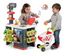 Szupermarketek gyerekeknek - Közért bevásárlókocsival és élelmiszerekkel Supermarket Smoby elektronikus pénztárgéppel és szkennerrel mérleggel és 42 kiegészitővel_18