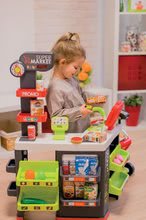Szupermarketek gyerekeknek - Közért bevásárlókocsival és élelmiszerekkel Supermarket Smoby elektronikus pénztárgéppel és szkennerrel mérleggel és 42 kiegészitővel_10