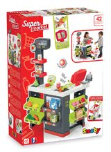 Szupermarketek gyerekeknek - Közért bevásárlókocsival Supermarket Smoby piros elektronikus pénztárgéppel és vonalkódolvasóval, mérleggel 42 kiegészítővel_14