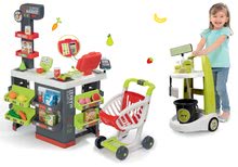 Obchody pro děti sety - Set obchod Supermarket Smoby s elektronickou pokladnou a úklidový vozík se žehlicím prknem a žehličkou_20
