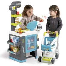 Seturi de supermarketuri pentru copii - Set supermarket cu vitrină frigorifică Fresh City Market Smoby cu casă electronică de marcat și bucătărie de jucărie, care se poate înălța Tefal Evolutive cu apă curgătoare_3