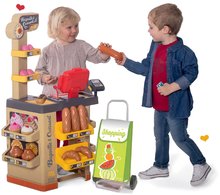 Läden für Kinder - Set Bäckerei mit Kuchen Baguette&Croissant Bakery Smoby mit elektronischer Registrierkasse und Einkaufswagen auf Rädern_0