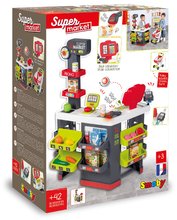 Obchody pre deti -  NA PREKLAD - Supermercado Smoby con carrito y comestibles Con una caja registradora electrónica, un escáner de peso y 42 accesorios._12