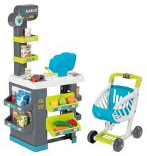 Jocuri de uz casnic - Set cărucior de curățenie cu aspirator elecronic Cleaning Trolley Vacuum Cleaner Smoby și magazin cu alimente cu casă de marcat electronică_0