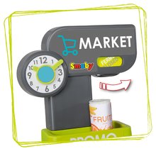 Obchody pro děti - Obchod s potravinami Market Smoby s vozíkem a elektronická pokladna s funkčním skenerem se zvukem světlem a 34 doplňků_1