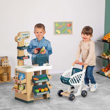 Obchody pre deti - Obchod s pokladňou Market Smoby a nákupný vozík s funkčným skenerom so svetlom a zvukom a 34 doplnkov 90 cm výška_0