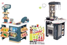 Obchody pro děti sety - Set obchod elektronický s váhou a skenerem Super Market a kuchyňka Tefal Studio Smoby se zvuky a potraviny s nádobím_6