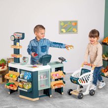 Trgovine za otroke - Trgovina elektronska mešano blago s hladilnikom Maxi Market Smoby z blagajno tehtnico in skenerjem ter 50 dodatki 90 cm višina_2
