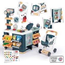 Supermarteturi pentru copii - Magazin electronic cu diferite produse și frigider Maxi Market Smoby cu casă de marcat cântar scanner și 50 accesorii 90 cm înălțime_1