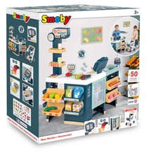 Supermarteturi pentru copii - Magazin electronic cu diferite produse și frigider Maxi Market Smoby cu casă de marcat cântar scanner și 50 accesorii 90 cm înălțime_0