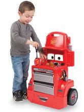 Pracovná detská dielňa - Pracovná dielňa vozík Autá Mack Truck Smoby s priečinkami a 28 doplnkami červený_2