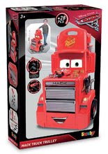 Otroška delavnica kompleti - Komplet delavnica na vozičku Cars Mack Truck Smoby s predalčki in elektronska bencinska črpalka_15