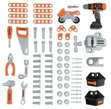 Bănci de lucru pentru copii - Atelier de lucru cu mașină de găurit mecanică Black&Decker Smoby cu menghină și motocicletă rabatabilă cu 82 accesorii 103 cm înălțime_2