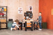 Pracovná detská dielňa - Pracovný stôl trojkrídlový Black&Decker Mega Center Smoby strojárstvo inštalatérstvo maľovanie a tesárstvo 100 doplnkov 103 cm výška_12