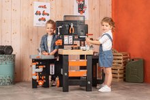 Pracovná detská dielňa - Pracovný stôl trojkrídlový Black&Decker Mega Center Smoby strojárstvo inštalatérstvo maľovanie a tesárstvo 100 doplnkov 103 cm výška_9