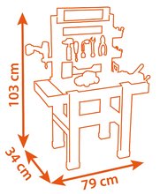 Warsztat dla dzieci - Warsztat pracy z wiertarką mechaniczną Black&Decker Bricolo Center Workbench Smoby z zatyczką i samochodzikiem składanym 92 akcesoria 103 cm wysokość_0