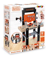 Játék szerelőasztalok - Barkácsműhely mechanikus fúrógéppel Black&Decker Bricolo Center Workbench Smoby kalapáccsal és összeszerelhető kisautóval 92 kiegészítő 103 cm magas_1